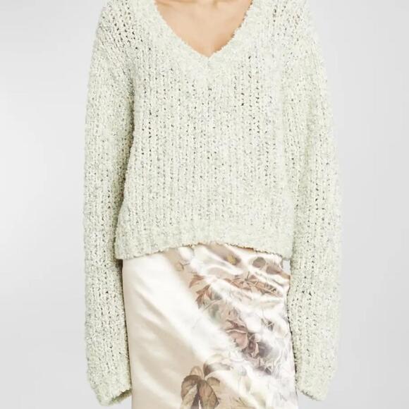 Dries Van Noten Teodora V-Neck Metallic Textured Knit Sweater Jumper Large - Picture 8 of 8